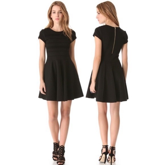 Parker ‘Tara’ Stretch Fit and Flare Black Dress - Picture 1 of 15